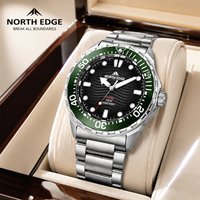 NORTH EDGE TRITON Solar Powered Digital Watch For Men Luxury Quartz Diving Watch 316L Stainless Steel Case Waterproof 300M Dive image 4