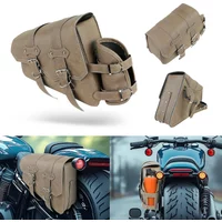 Brown Gray For Harley Davidson Sportster XL883 XL1200 PU Leather Saddle Luggage Bag With Kettle Bag Motorcycle Retro Saddle Bag