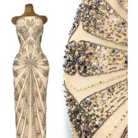 Nigerian Exquisite Embroidery rhinestone Luxury Lace Fabric 2026 African Sequins Beaded Tulle for Sewing Dresses