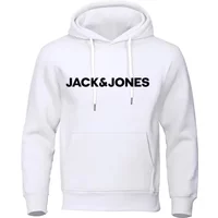 Jack & Jones Men's and Women's Hooded Sweatshirts, Fashionable Loose and Casual, Comfortable Printed Sportswear, Streetwear