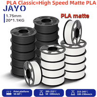 JAYO 20 Rolls 3D PLA Matte/High Speed PLA matte Printer Filament 1.75mm Neatly Wound PLA with Matte Finish Print for 3D Printer