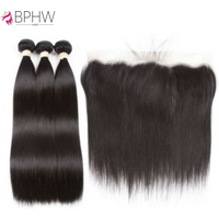 Straight Human Hair 3 Bundles With 13x4 4x4 HD Transparent Lace Closure Frontal Virgin Human Hair Bundles Hair Extension