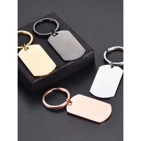4PCS Stainless Steel Blank Rectangle ID Tag Keychain Charm Pendants For Necklaces Custom DIY Jewelry Party Gift For Friends