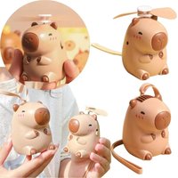 SKapybara Mini USB Rechargeable Neck Fan Cute CartoonHandheld PortableFan for Kids Summer Travel Cooling Personal Gift Fan