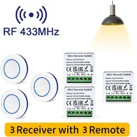 Light Switch Wireless Universal 433MHz Remote Control Switch 10A Relay Receiver Module Transmitter for Smart Home LED Fan DIY