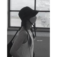 AliExpress NONE Ins Windbreak Rope Fisherman Hat Thin Lace-up Sunscreen Hat Solid Color Tie Bucket Cap Outdoor