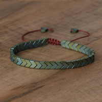 Fashionable Men Beaded Bracelet for Gift Jewelry Adjustable Hand Woven Unique Arrow multicolor Hematite Natural Stone Bracelet