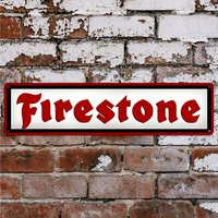 2D Flat, 2D Flat - Vintage Firestone Metal Wall Sign - 40.64x10.16 cm Automotive Decor for Garage, Shed, Club, Office, Living R
