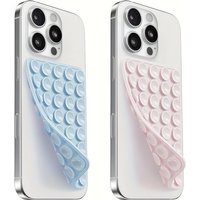 2pcs Double-Sided Silicone Suction Cup Phone Stand for Iphone Android Adjustable Angle for Makeup Fitness Yoga Binge-Watching