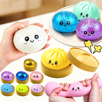 12Pcs Dumplings with Steamer Bun Squeezable Toys Set Soft Stress Relief Crystal Squishy Fidget Sensory Toy Party Favors Gift