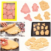 3D Mini Christmas Biscuit Mold Stamp for Snowman and Santa Claus Designs for Holiday Baking and Birthday Parties