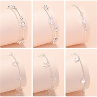 925 Sterling Silver Women Heart Star Chain Bracelet For Women Luxury Jewelry Jewellery Gifts Christmas GaaBou
