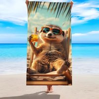 Chill Meerkat Summer Beach Towel Patterned Sunscreen And Windproof Suitable For Swimming Pool Camping Travel Blanket