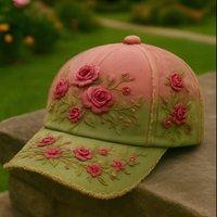2026 Neue Damen Casual Retro Blumenmütze, Modische Rosa Vintage Blumen-Baseballkappe Outdoor Sonnenschutzmütze