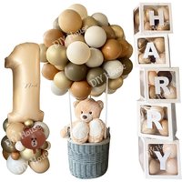 1set Carton Bear Vintage Brown Balloon Set Caramel Number Balloon for Kids Bear Themed Birthday Party Decorations DIY Supply