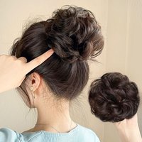 Synthetic Curly Bun Hair Hairpiece With Rubber Band Messy Bun Ponytail Hair Extension Fluffy Hair For Women Hair Accessories