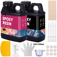 500ml 1000ml Easy Mixing Epoxy Resin Bubble-Free Anti-Yellowing Crystal Clear Epoxy Resin Kit for Resin Art Casting & DIY Molds