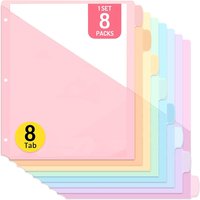 8pcs Dividers for 3 Ring Binder Dividers with Pocket for US Letter Size Binder Dividers for Office School Home File Folders