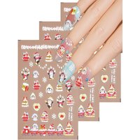 1/5/10pcs Penguin Snowflake Heart Nail Stickers Christmas 5D Embossed Nail Art Stickers For Women DIY Manicure Decoration Decals