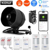 KERUI 120db Tuya Smart WiFi Loudly Speaker Alarm System Burglar Siren Home Security with Door Window Sensor Motion for House