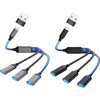 USB 1 to 3 extension cable, 1-in-3-out, USB-C 1 male to 3 female adapter, USB multifunctional fast charging cable-C interface