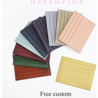 Leather Credit Card Holder Custom Initial Holder Personalized Initial Slim Wallet Monogram Name Wallet Card Holder DIY Christmas