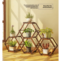 Solid Wood Plant Stand Outdoor for Multiple Plants Carbonized Wood Flower Pot Holder Heavy Duty Load Balcony Garden Home Decor