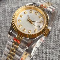 Shell Dial Date Two Tone Diamond Index 26mm NH05 Automatic Women Wristwatch Sapphire Crystal Steel Bracelet Ladies Watch