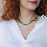 Luxury Green Women's Cubic Zirconia Choker Necklace Shiny Rainbow Crystal CZ Tennis Chain Statement Jewelry For Women Gift