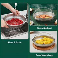 Collapsible Stainless Steel Steamer Basket 22.5cm 25.5cm Pressure Cooker Food Steaming for Everyday Kitchen and Diet Meals