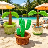 1pc Tropical Themed Inflatable Ice Bucket, Palm Tree & Cactus Design Floating Drink Cooler, Summer Beach Pool Party Gift