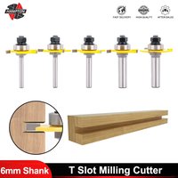 Milling Cutter T Slot Groove Joint Assembly Router Bit 6mm/8mm/12mm 1/4″ 1/2″Shank 3 Flute Wood Milling Tool