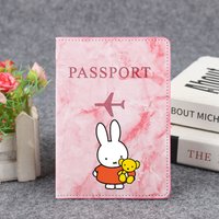 Rabbit Miffys Passport Holder Cute Cartoon PU Passport Cover Women Girl Travel Essential Portable Slim Passport Protective Case