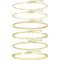 Bobisty Ankle Bracelets for Women Waterproof 14K Gold Plated Non Tarnish Layered Chain Rope Anklet Summer Foot Jewelry Gifts
