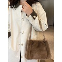 Women's Versatile Plush Crossbody Bag Fashion Korean Edition Casual Shoulder Tote Bag Single Plush Bag