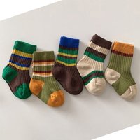 5 Pairs Children's Crew Socks Japanese School Uniform Style Breathable Cotton Sports Socks Unisex All Seasons