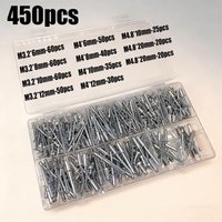 450pcs M3.2 M4 M4.8Aluminum Dome Head Blind Rivet Pop Round Head Pull Rivet Decoration Nail Rivet Exhaust Rivet Pop Pull Rivet