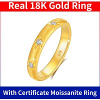 Wholesale 100% Pure 18k Gold Ring With Moissanite For Women Certificated Trendy Luxury Designer Jewelry Wedding Engagment Gift