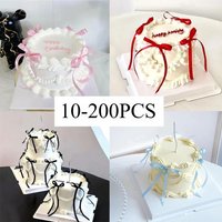 10-50PCS Bow Cake Topper Birthday Bowknot Ribbons Coquette Bow Party Decorations Bridal Cake Dessert Picks Baby Girl Boy