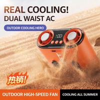 Outdoor Portable Waist Cooling Fan Hanging 6 Speed Strong Wind for Sports Courier Outdoor Working Double Air Outlet Waist Fan