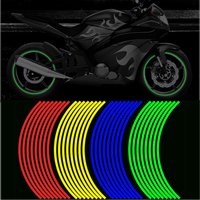 16pcs Motorcycle Wheel Stickers Reflective Strips 17" 18" Reflective Tape Sticker Waterproof Rim Tape Scooter Bike Tire Decals