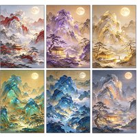 5D Landscape Diamond Painting New Collection Moonlit Mountain Temple Mosaic Cross Stitch Art Home Decoration Arts and Crafts
