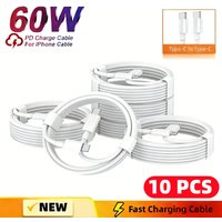 10PCS PD 60W USB C to USB Type C Cable Fast Charge Data Cable For Iphone 15 16Pro Huawei Samsung Xiaomi Data Line White 1M