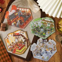 1Style 12Pcs/bag Cute Creative 3D Scenic Stickers Decoupage Sticker Pack DIY Entertainment and Leisure