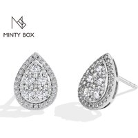 MINTYBOX Halo Moissanite Stud Earrings for Women Waterdrop S925 Silver 0.96ctw Lab Diamond Earring Luxury Wedding Fine Jewelry