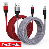 6A Extra Long Data Cable Nylon USB C Fast Charging Cable For Samsung Huawei Xiaomi Data Wire Cord Charger Cables 1m/2m/3m/5m/8m