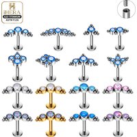 ASTM F136 Titanium Cluster Labret Stud Lip Piercing Flat Back Internally Threaded Jewelry Earring Tragus Helix Cartilage Bulk
