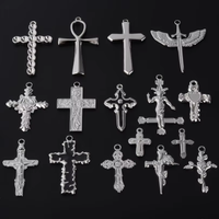 10pcs High Quality Stainless Steel Cross Charm Pendant For Jewelry Making Supplies Metal Rose Knife Sword Amulet Accessories