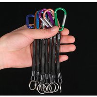 1PC Tactical Retractable Spring Elastic Rope Portable Fishing Lanyards Outdoor Hiking Camping Carabiner Anti-lost Phone Keychain