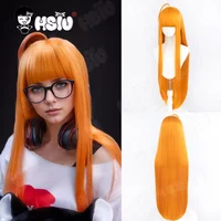 Futaba Sakura Cosplay Wig Fiber synthetic wig「HSIU」Long orange Wig+Wig cap Game Persona5 Futaba Sakura Cosplay Wig